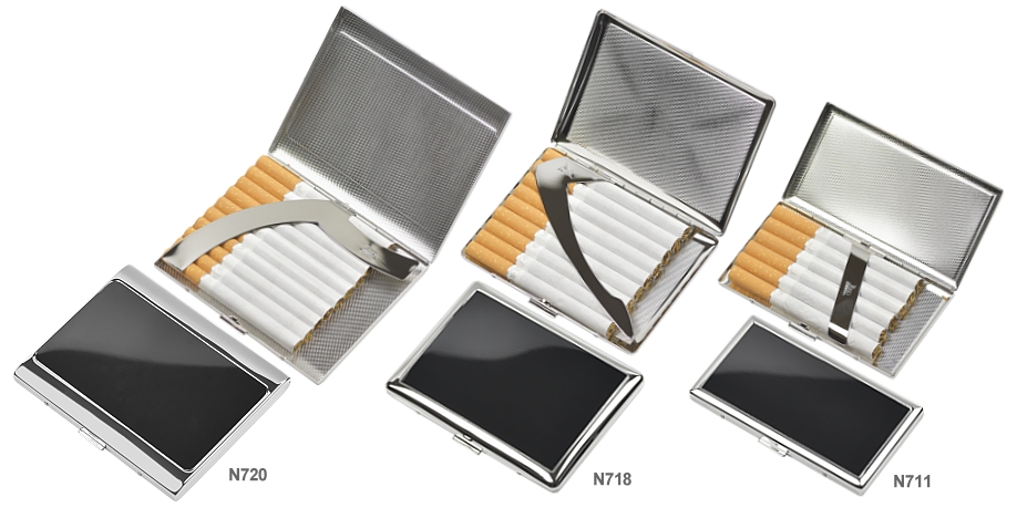 Articoli Regalo :: Accessori per Sigaretta :: PortaSigarette da Tasca ::  Lubinski - Porta Sigarette 9 Lunghe in Metallo e Lacca Nera