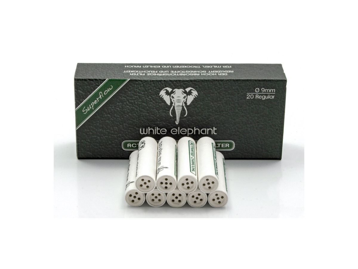 KOPP - White Elephant - Box of 20 Active Charcoal pipe Filters - 9mm