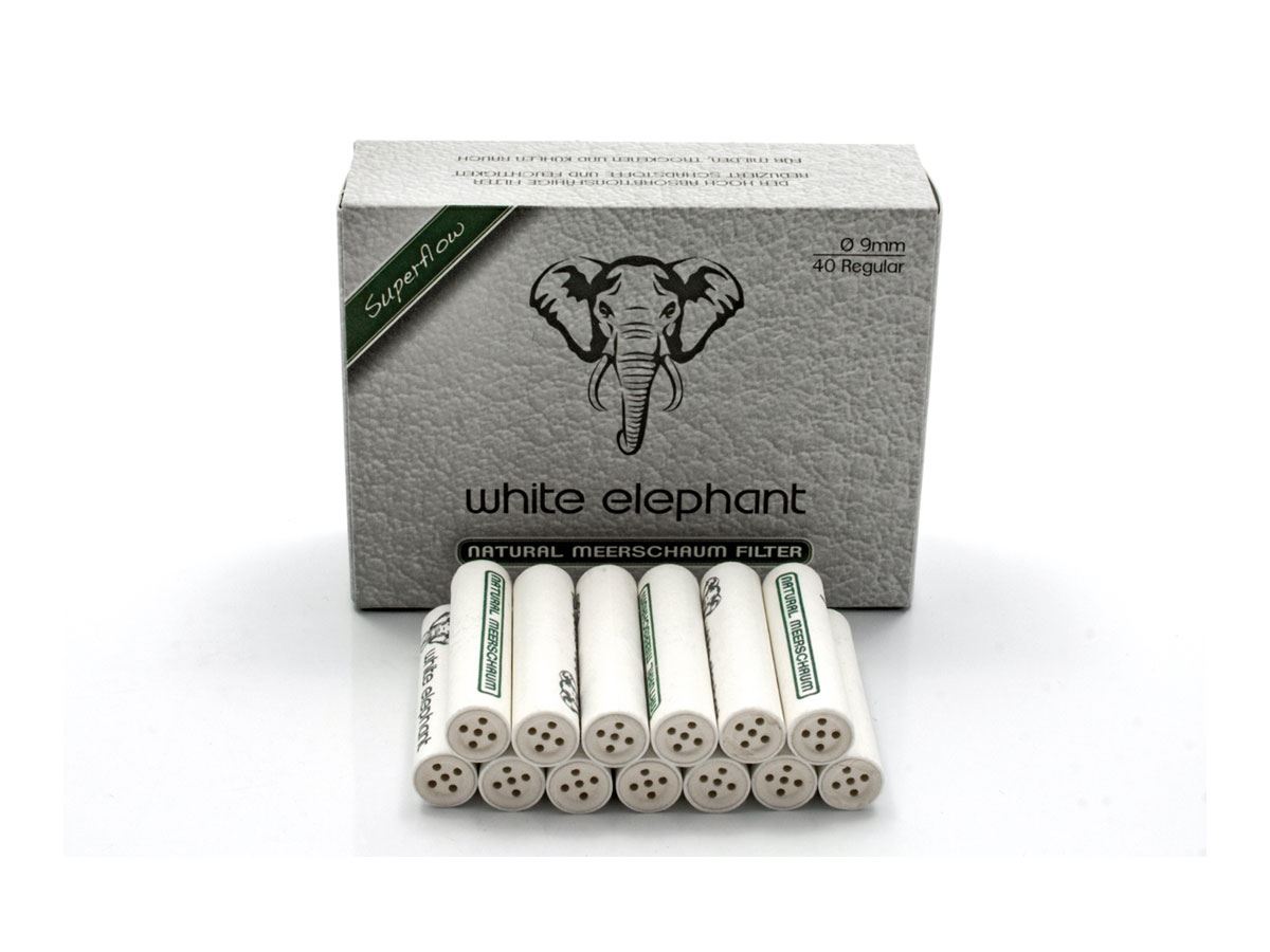La Pipa :: Cura e Pulizia della Pipa :: Filtri per Pipa :: KOPP - White  Elephant - 40 Filtri a Sepiolite Naturale Schiuma - 9mm