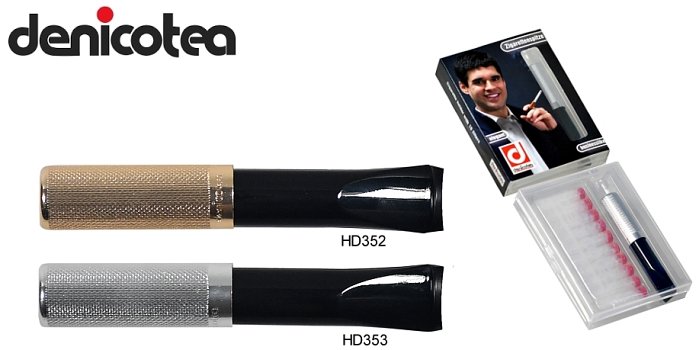 Denicotea - Bocchino SMALL Inciso Argento e Nero con Filtro 9mm per Sigaretta