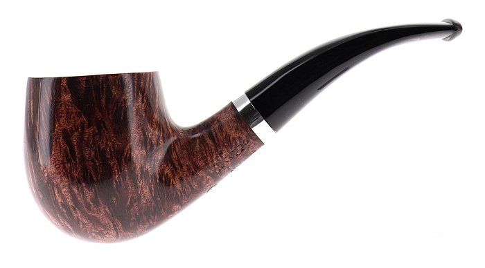 Pipa Il Ceppo GRUPPO 4 liscia marrone shape bent billiard vera in argento