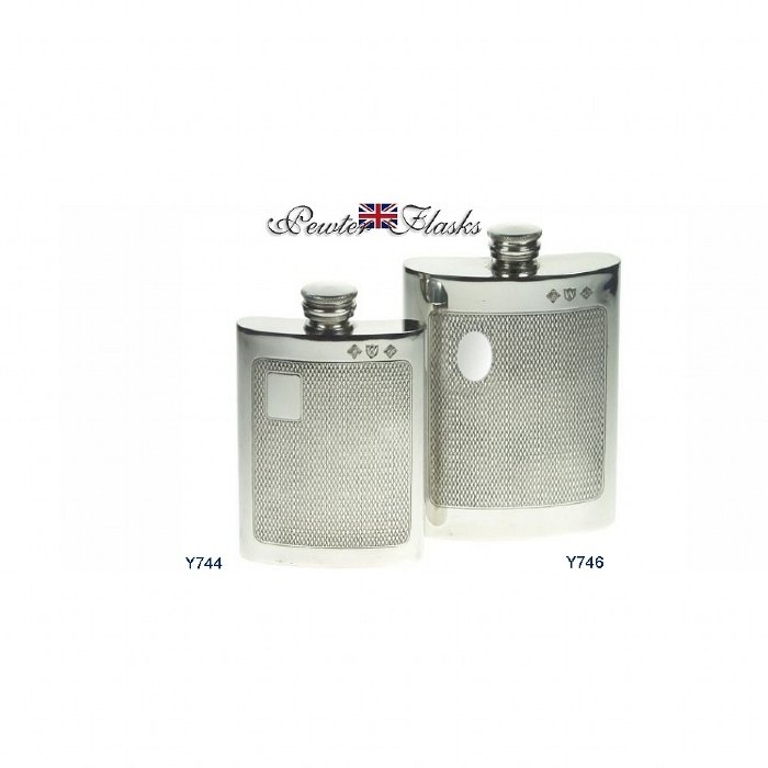 Lubinski - Fiasca 6 oz. Grana Riso Incisa in Peltro Inglese