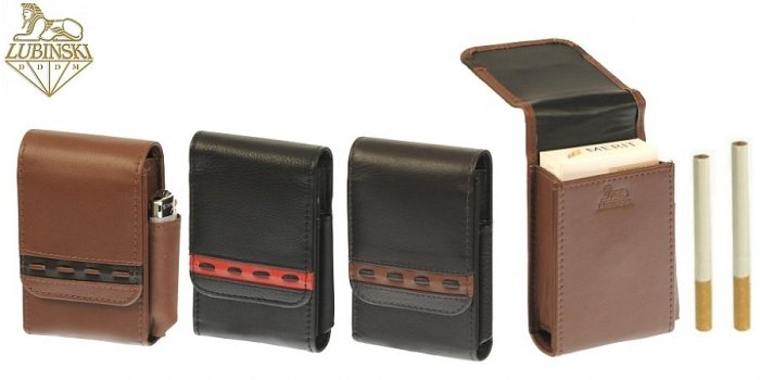 Lubinski - Porta Pacchetto di Sigarette Decorato in NAPPA - NERO