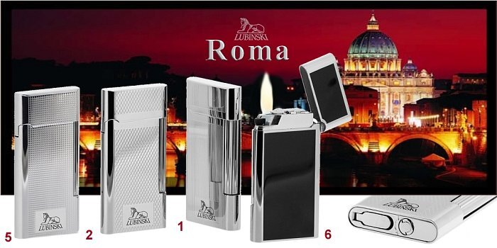 Lubinski - Accendino ROMA Cromo a Quadratini a Pietrina