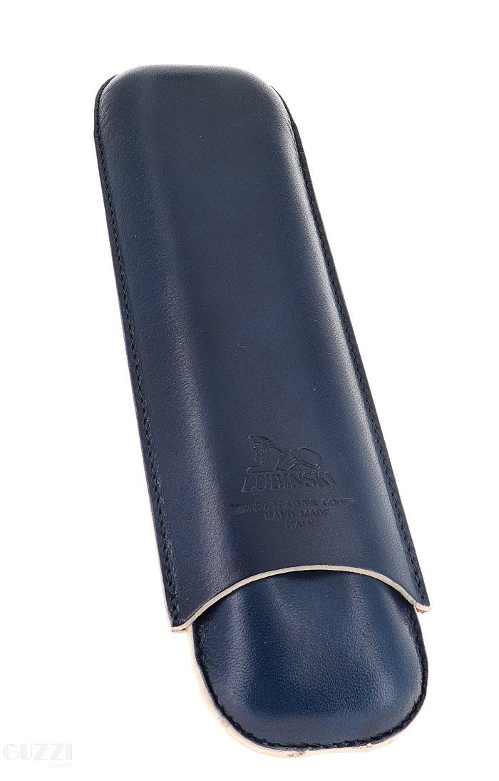 Lubinski - Porta Sigari in cuoio ROUND -  2 CHURCHILLS -  Blu/Bianco