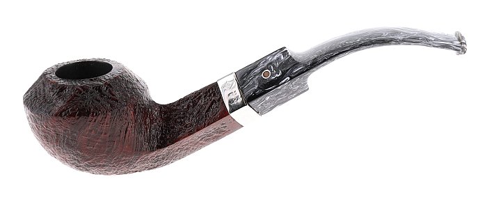Pipa ASHTON BRINDLE XX sabbiata marrone shape half bent rhodesian con vera in argento
