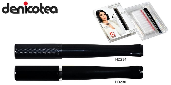 Denicotea - Bocchino Inciso Nero con Filtro 9mm per Sigaretta