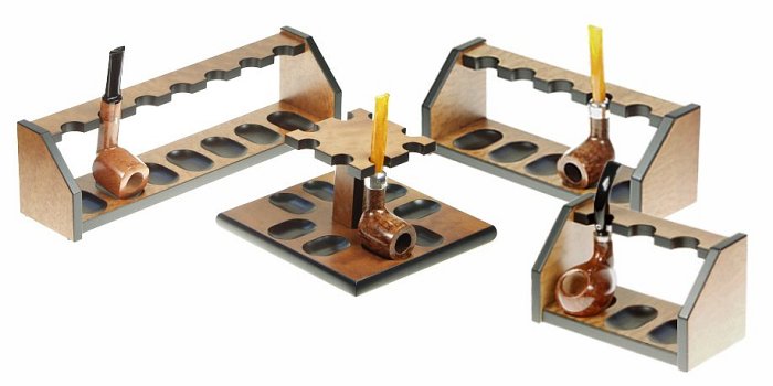 Lubinski - Portapipe Elegance 8 posti Quadrato in Mogano Pomelè