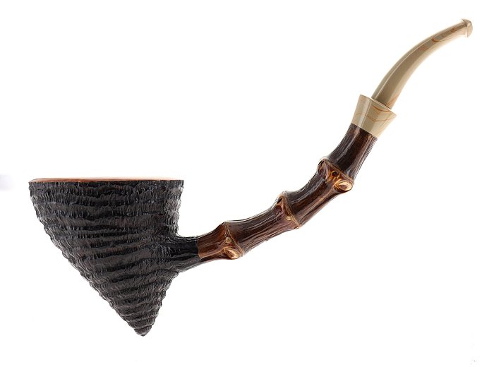 Pipa LA BIOTA sabbiata nera shape bent dublin pickaxe inserto in bamboo