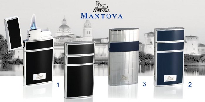 Lubinski - Accendino MANTOVA Cromo Lacca Nera Flower JetFlame