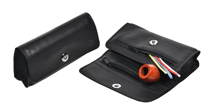 Lubinski - Linea "Magnet" Borsa 4 Scomparti (1-2 Pipe - Doppia Tasca per Tabacco - Accessori)