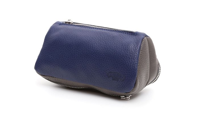 Savinelli - Astuccio Pipa e Tabacco in Pelle Blue e Grigia