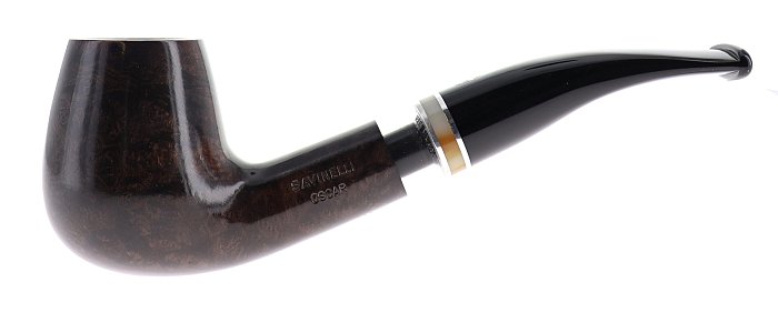 Pipa Savinelli Oscar 628 liscia, marrone scuro, shape Brandy curva, filtro 6mm