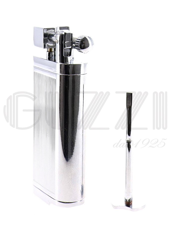 Lubinski - Accendino Pipa Cromato Righe "Pipe" con pigino