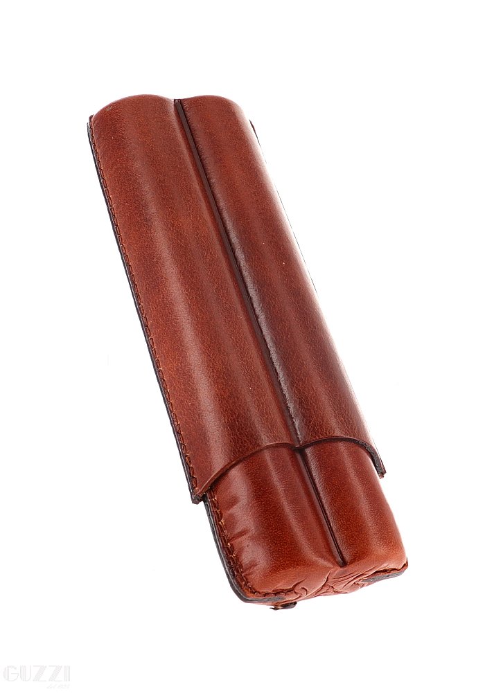 Lubinski - Porta Sigari scanalato in Cuoio  - 2 Toro - Avana