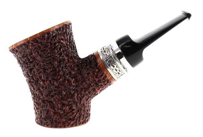 Pipa Ser Jacopo dalla Gemma R1 D DELECTA MAXIMA rusticata marrone shape stand up cherrywood poker