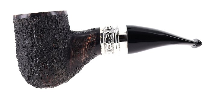 Pipa Ser Jacopo dalla Gemma R1 E DELECTA LEONARDO rusticata marrone shape magnum hawkbill vera in argento