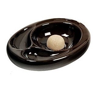 Lubinski - Posacenere con Battipipa Ceramica OVALE Testa di Moro con 2 Poggiapipe