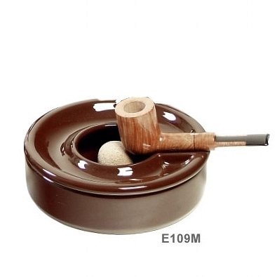 Lubinski - Posacenere con Battipipa Ceramica Marrone con Coperchio