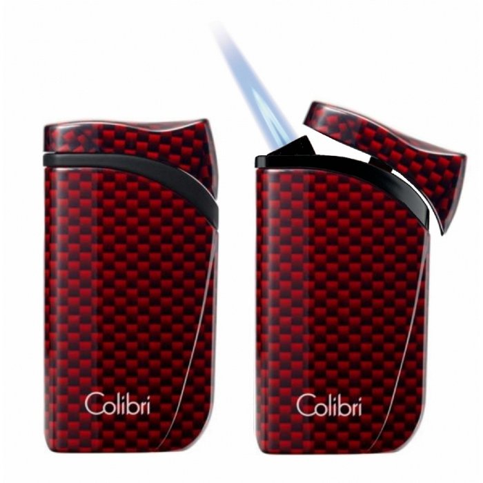 Colibri - Accendino FALCON CARBON FIBER Fiamma Jet Flame - Rosso
