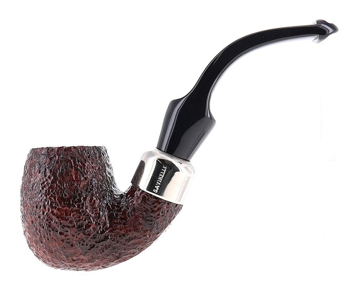 Pipa Savinelli - NEW DRY SYSTEM rusticata marrone 613 shape bent Billiard, filtro 9mm