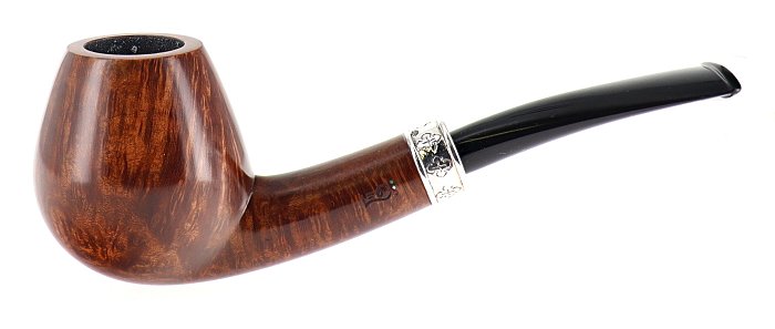 Pipa LEO Agostina liscia marrone shape brandy semicurva vera in argento