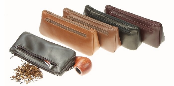 Lubinski - Borsa Vitello Marrone 3 Scomparti (Pipa-Tabacco-Accessori)