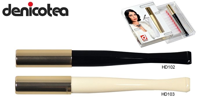 Denicotea - Bocchino Lady Oro e Bianco con Filtro 9mm per Sigaretta