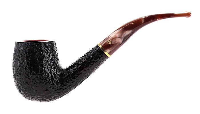 Pipa Savinelli Roma Lucite 606 KS, rusticata marrone, shape Billiard curva, filtro 6mm