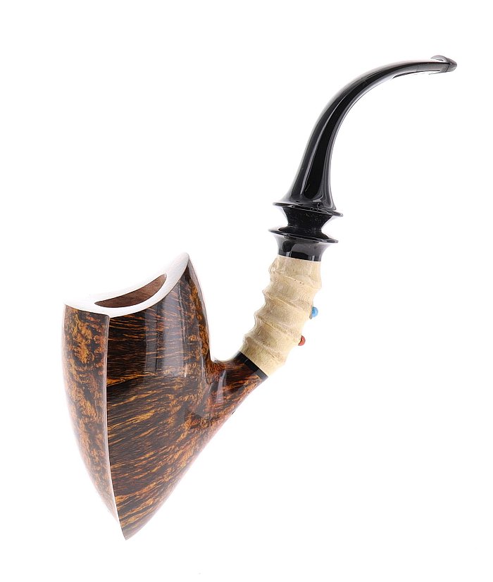 Pipa C-pipe GRUPPO 8 BAMBOO liscia marrone shape bent pickaxe