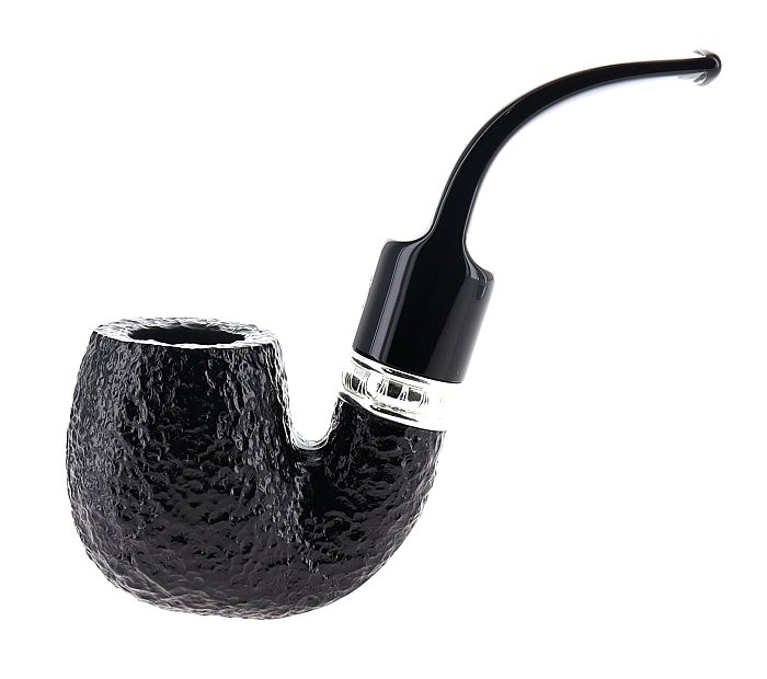 Pipa Savinelli TREVI 614 Billiard molto curva, rusticata marrone scuro, filtro 9mm