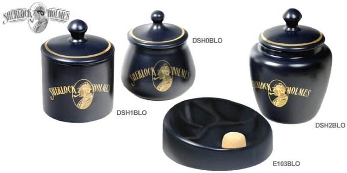 Lubinski - Vaso Porta Tabacco Bombato in Ceramica Blu - Umidificato