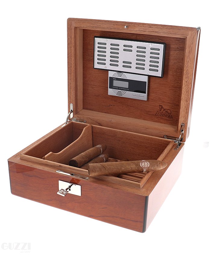 Lubinski - Scatola Umidificata in Legno di Bubinga Lucida - 50 Sigari