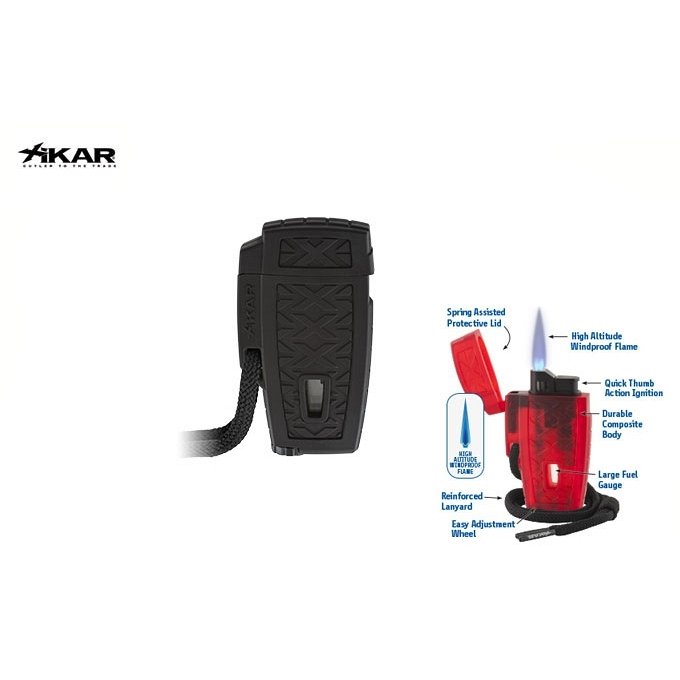 XICAR - Accendino Turbo Flame STRATOSPHERE II SINGLE Black Nero