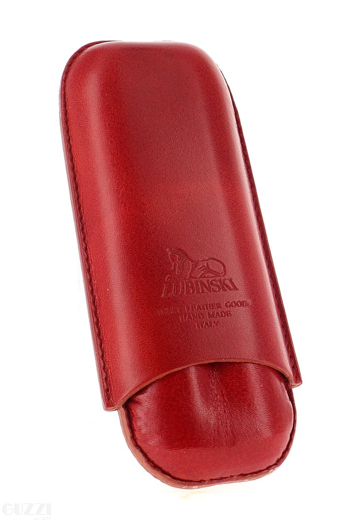Lubinski - Porta Sigari in cuoio ROUND -  2 ROBUSTO -  Rosso/Marrone