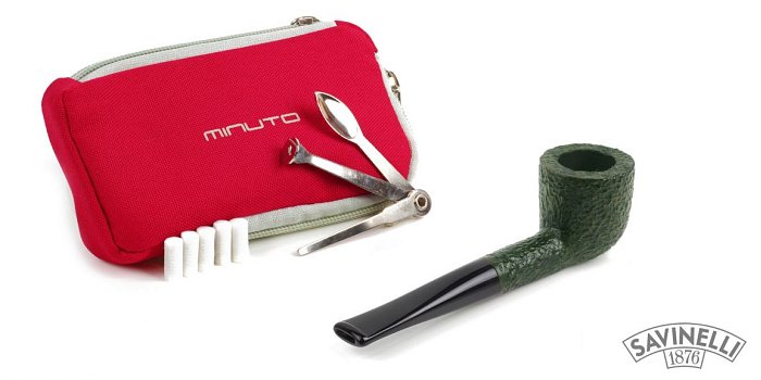 Pipa Savinelli - Minuto 401 Rusticata Dritta Verde con Kit PrimaPipa