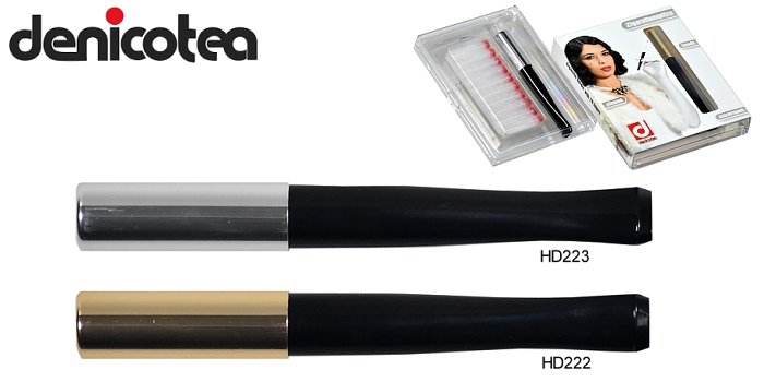 Denicotea - Bocchino Classic Argento e Nero con Filtro 9mm per Sigaretta