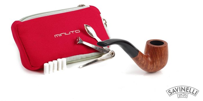 Pipa Savinelli - Minuto 609 Liscia Curva Chiara con Kit PrimaPipa