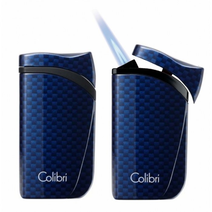 Colibri - Accendino FALCON  CARBON FIBER Fiamma Jet Flame - Blu