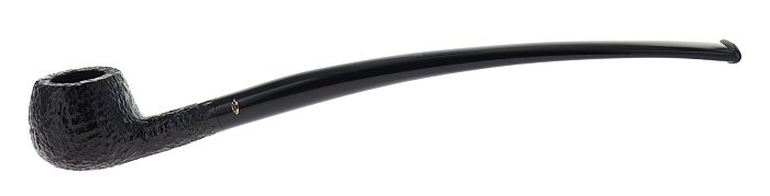 Pipa Savinelli Churchwarden 313, Rusticata nera, shape Prince semicurva, filtro 3mm