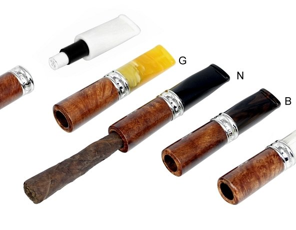 Fuma Toscani - Bocchino in Metacrilato Ambra e Radica con Filtro 9mm