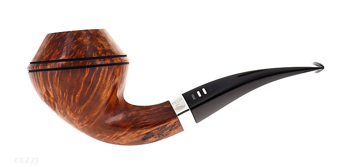 Pipa DI GANGI GRADO 3 liscia marrone shape half bent bulldog vera in argento