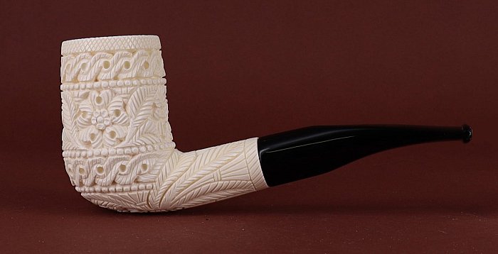 Pipa in Schiuma di mare Altinay decorata shape chimney billiard semicurva