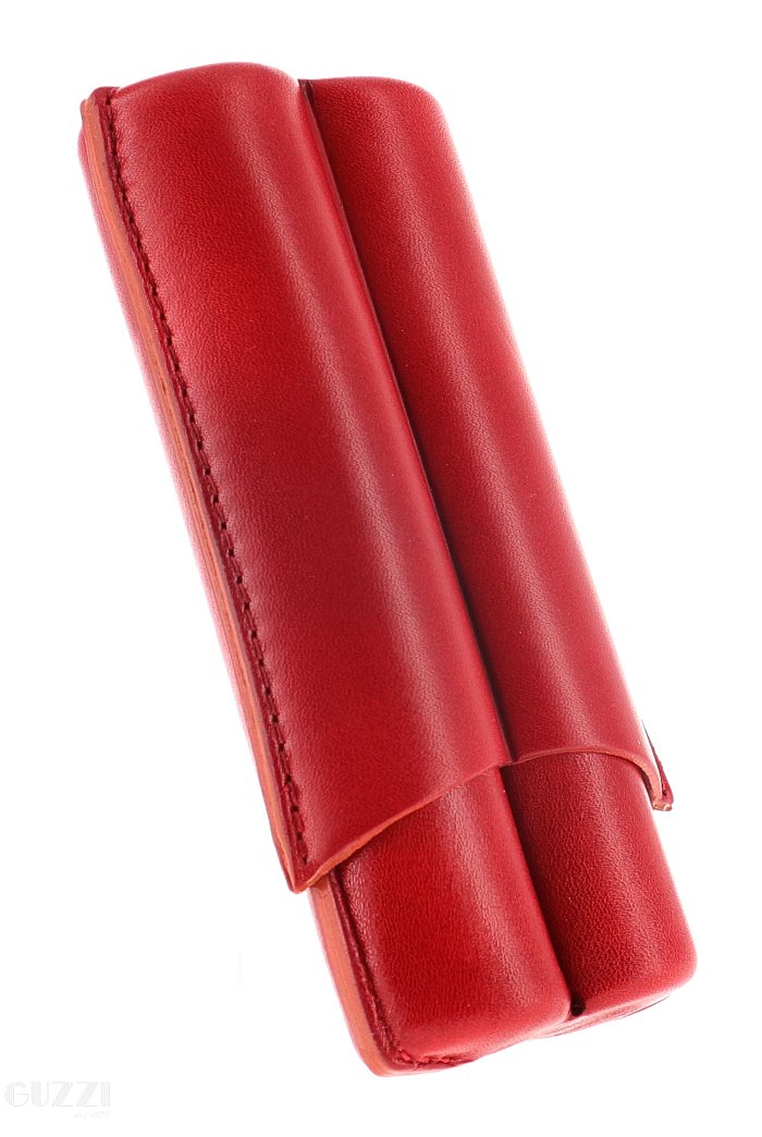 Lubinski - Porta Sigari scanalato in Cuoio  - 2 Robusto - Rosso