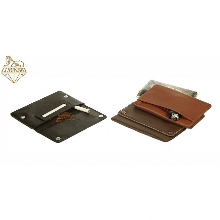 Lubinski - PortaTabacco RYO con 2 Scomparti Piccola Nappa Cognac