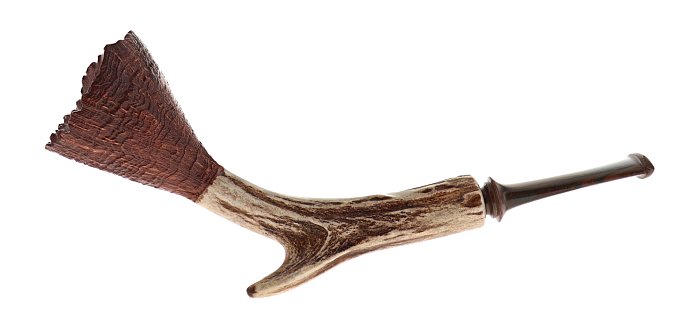 Pipa LA BIOTA sabbiata marrone shape freehand oliphant inserto in corno