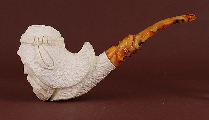 Pipa in Schiuma di mare Altinay decorata shape freehand Arabo