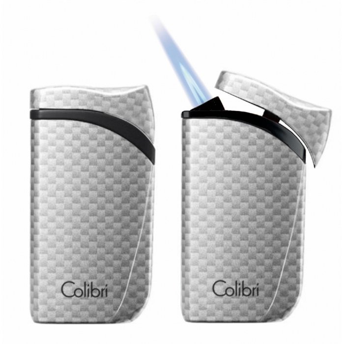 Colibri - Accendino FALCON  CARBON FIBER Fiamma Jet Flame - Argento