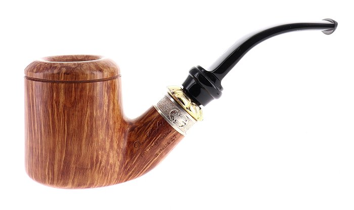 Pipa DON CARLOS MELOS 3 NOTE ♪♪♪ liscia chiara shape bent pot vera in argento