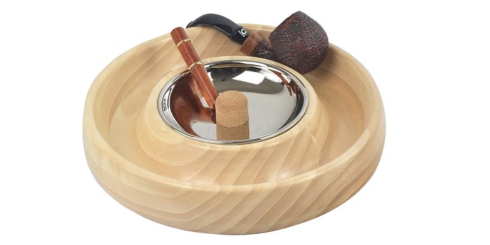 Lubinski - Posacenere tondo in Pioppo 28cm con battipipa